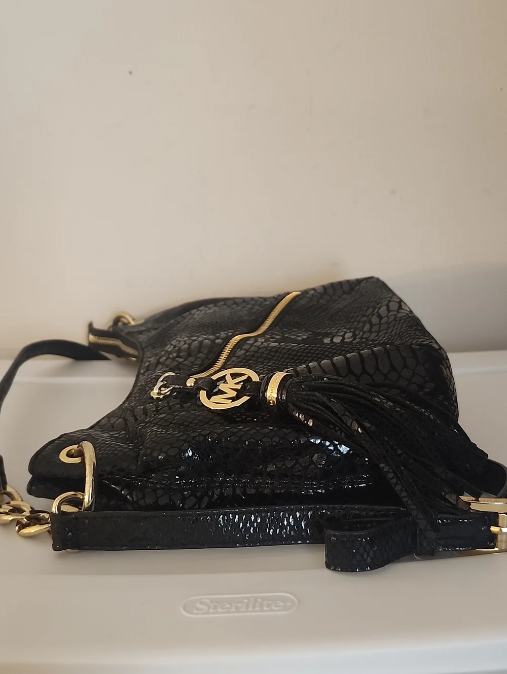 Michael Kors Snake Embossed Convertible Bag w/Free MK Wallet